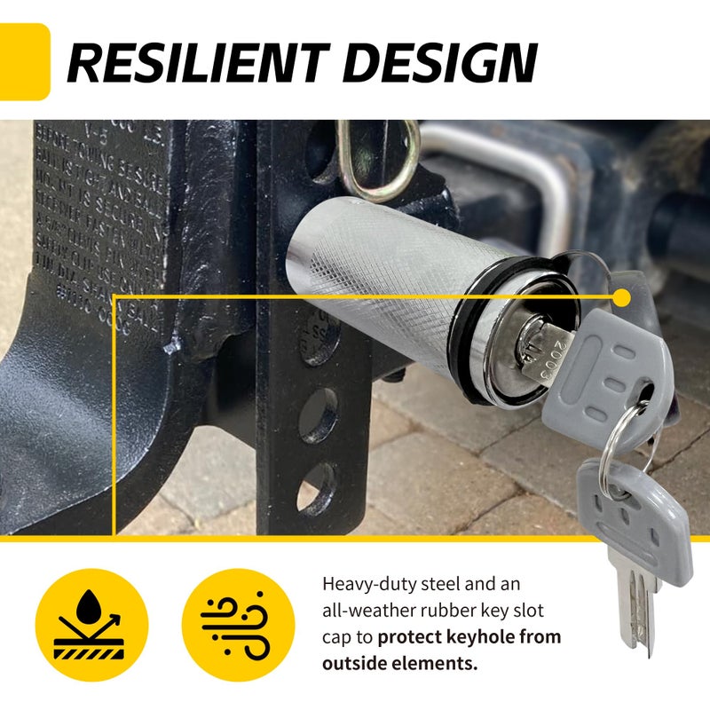 MAXXHAUL 50058 Hitch Receiver Lock with 5/8" and 1/2" Pins for 1-1/4", 2" and 2-1/2" Hitch Receivers - Image 2